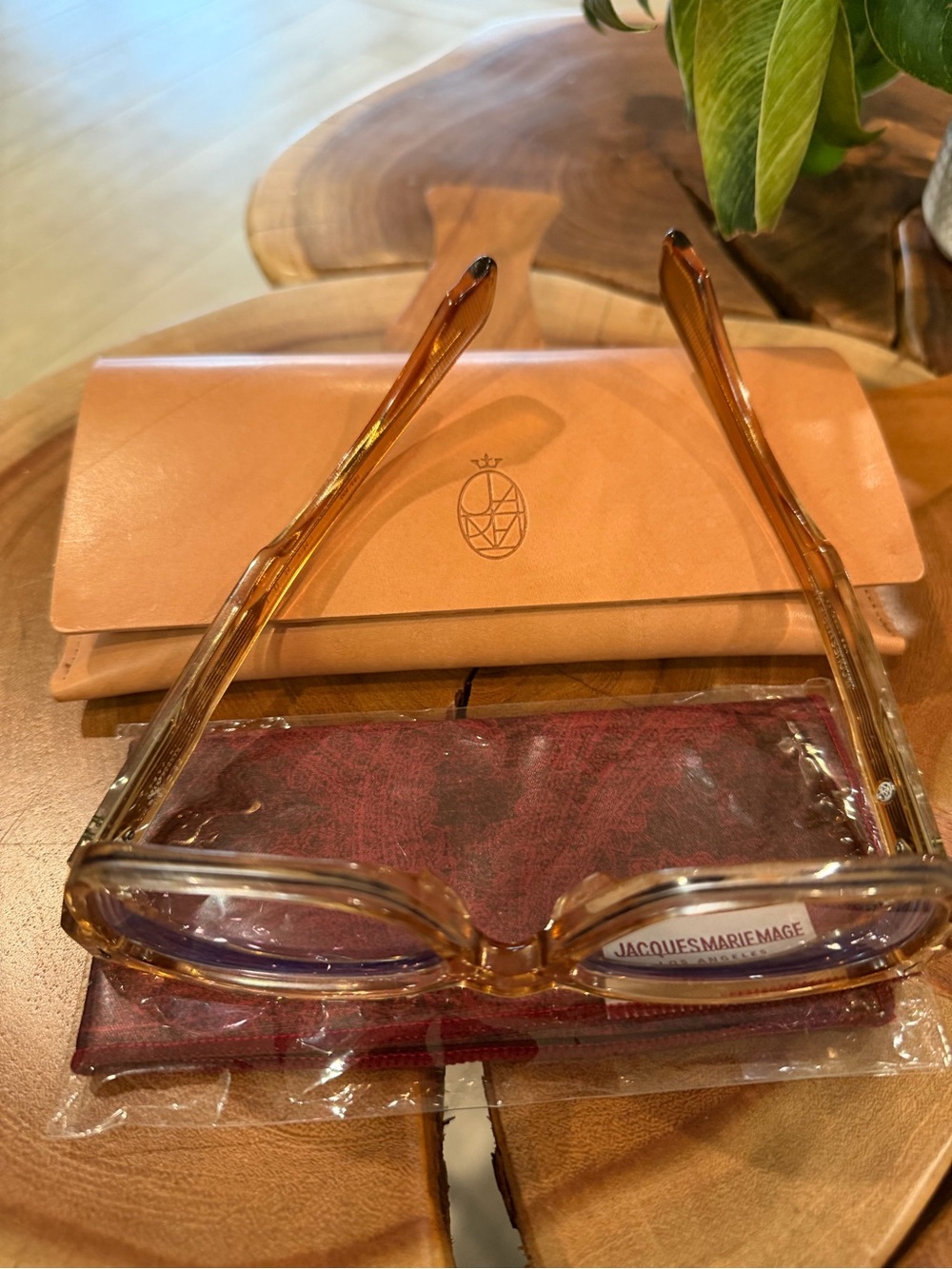 Jacques Marie Mage Women's Amber Crystal Frame Glasses, New never used case&wipe